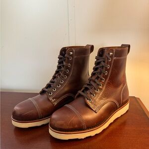 Helm Hunter Men's Premium Leather Lace-Up Boots made in USA vibram sole